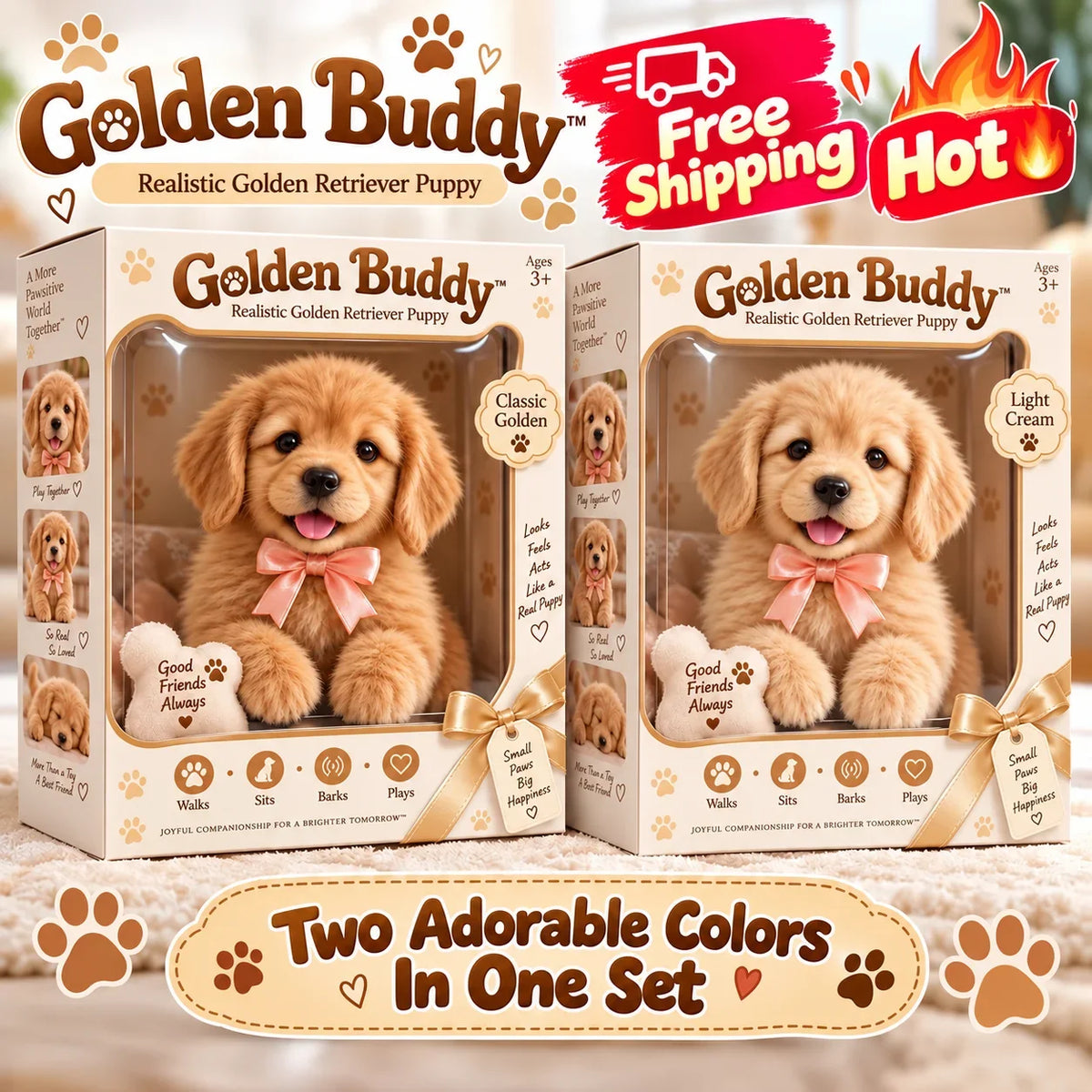 🎄 49% OFF – Golden Buddy™ Realistic  Golden Retriever Puppy
